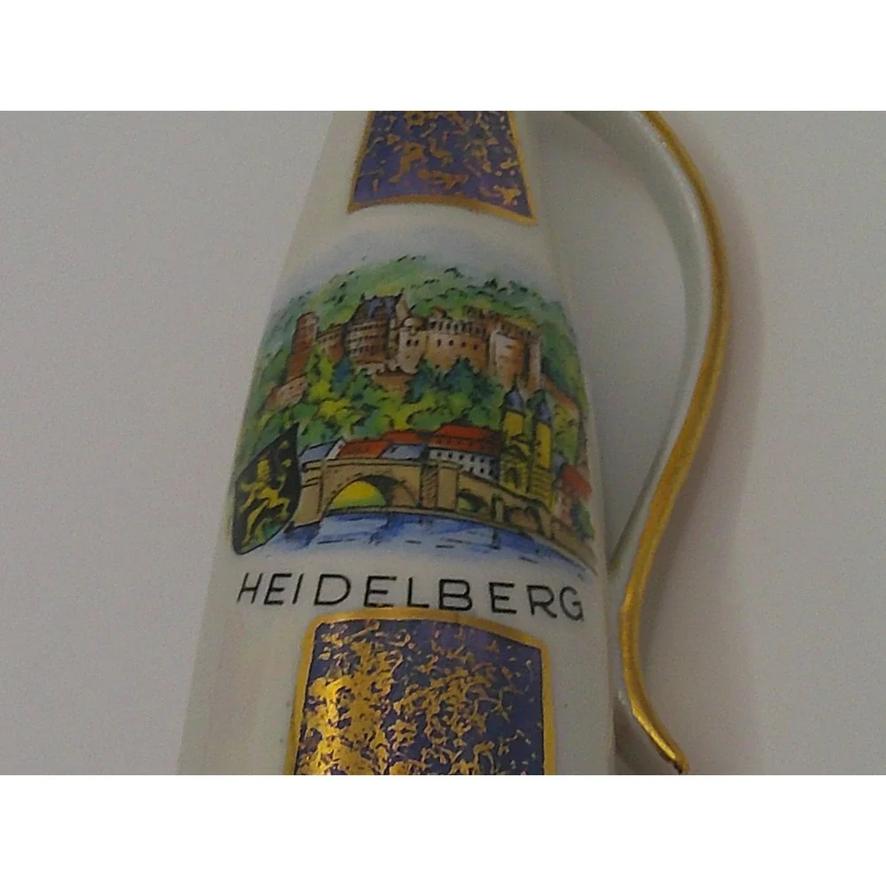 Vintage Heidelberg Germany Lusterware Bud Vase Cobalt Blue Gold Souvenir 6 Inch